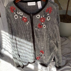 Grey flowered cardigan jacket